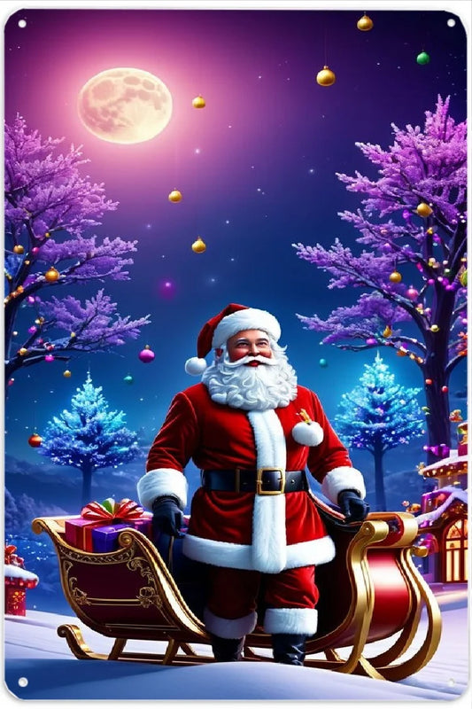 2D flat, Christmas and Christmas Eve metal wall decoration 8x12