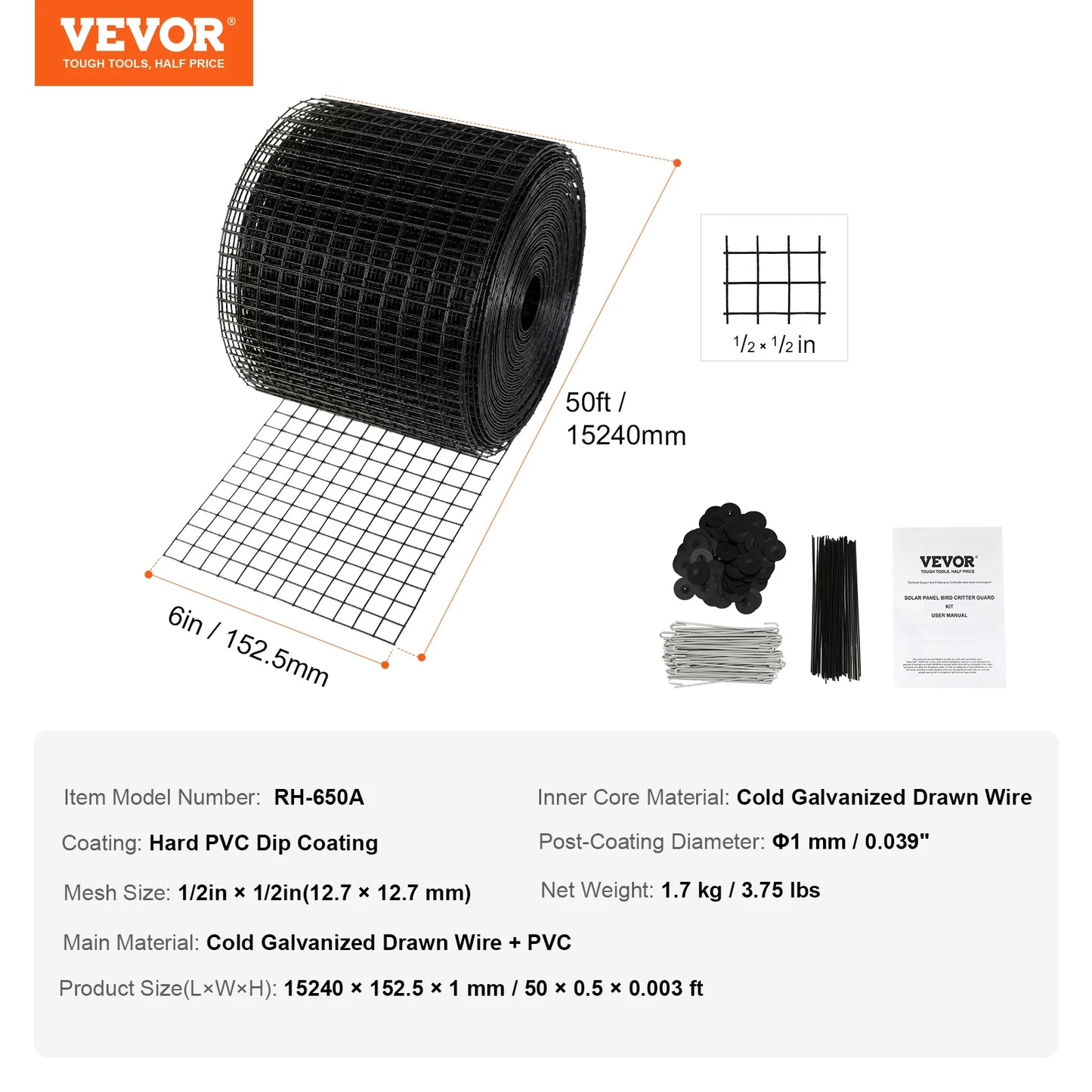 Solar Panel Bird and Critter Guard Roll Kit