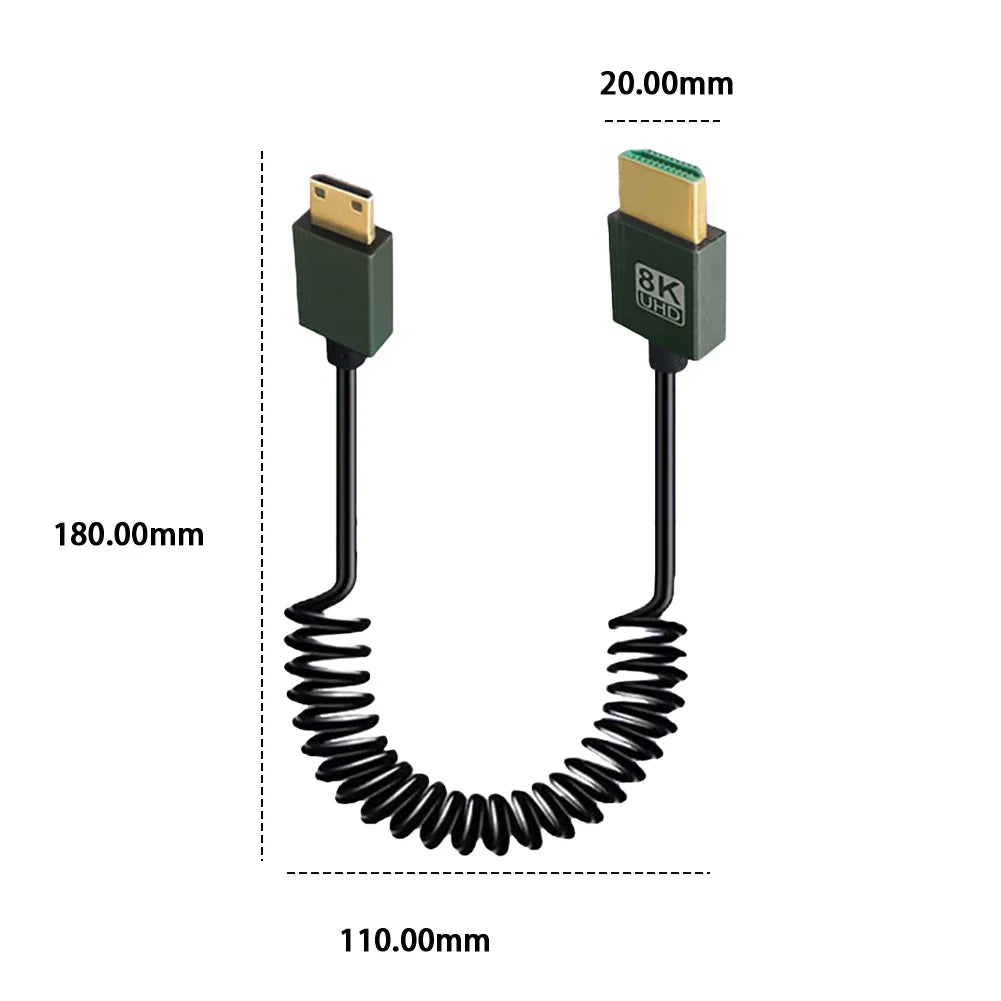 8K Ultra HD HDMI To HDMI Coiled Cable