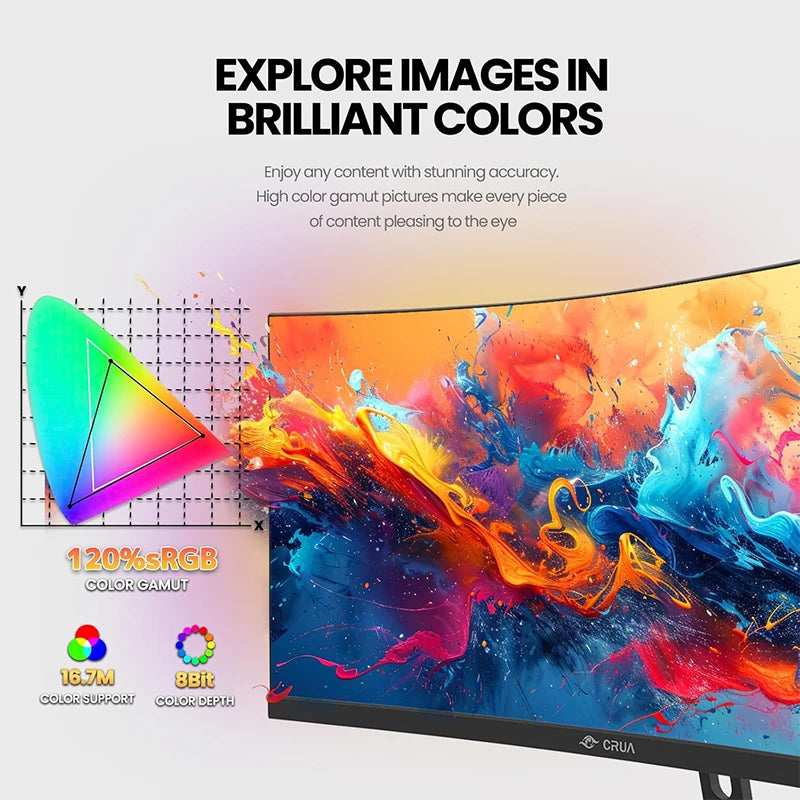 CRUA 30Inch Ultrawide Curved Monitor, 21:9 WFHD(2560x1080P) VA Computer Monitor