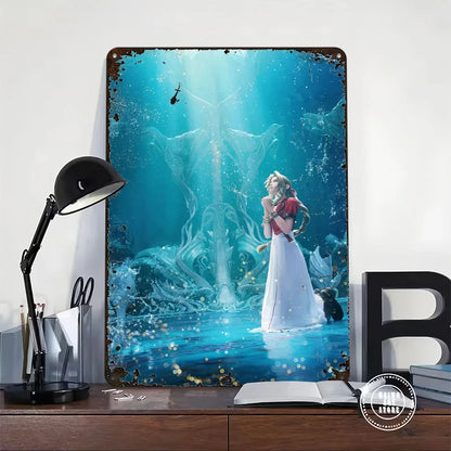 Final Fantasy VII: Aerith Metal Poster Sign Wall Art Custom Tin Sign for Home Decoration