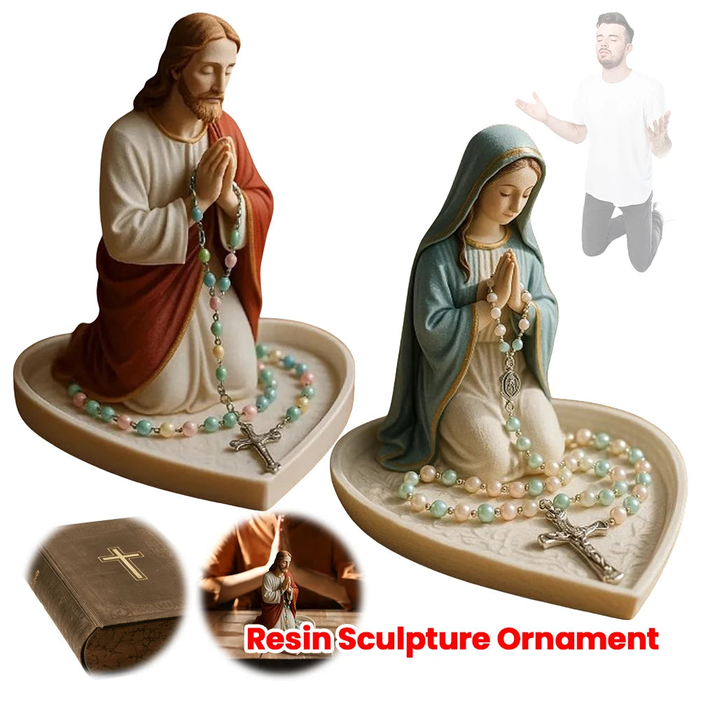 Virgin Mary Rosary Holder Statue Resin Our Lady of Grace Statue Holy Mother Figure