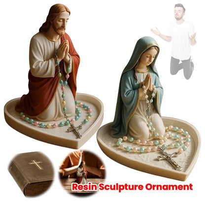 Virgin Mary Rosary Holder Statue Resin Our Lady of Grace Statue Holy Mother Figure