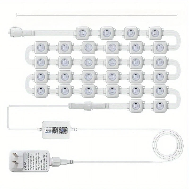 Permanent Outdoor LED Light String Strip for Your Eaves APP Smart Control, DlY Auto Scene Lighting Effects