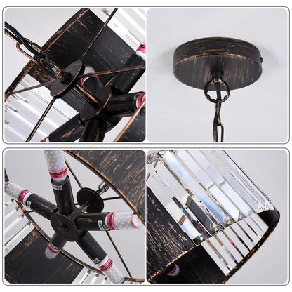 Luxury Black Crystal Modern Pendant Hanging Ceiling Lamp Chandelier