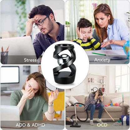 Kinetic Optical Illusion Desk Toy for Stress Relief, Cool Fidget Spinner Gift for Kids and Adults (Black)