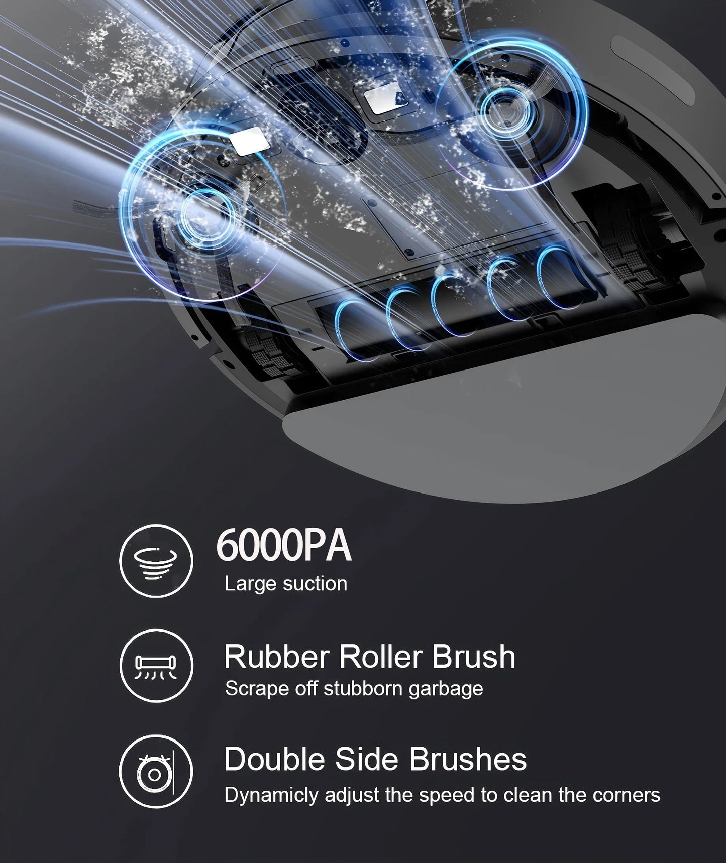 Robot Vacuum Cleaner Combo and Mop - 6000PA Strong Suction  Robotic App & Remote Control Self-Charging Smart Mapping for Pet Hair