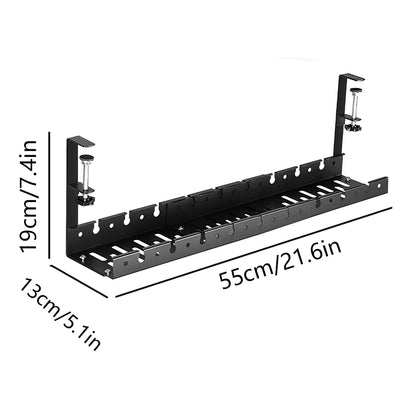 Clamp Mounted Under Desk Cable Management Tray