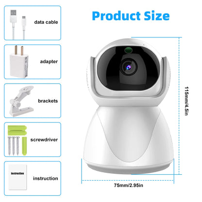 5G Indoor WiFi Camera HD 360° dual-frequency Surveillance Security Camera, Night Vision, Auto Tracking , and Baby Monitoring Camera
