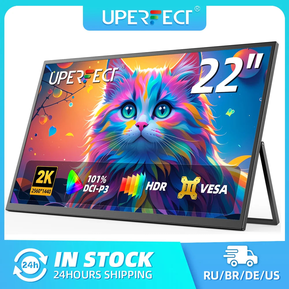 22 inch Computer Gaming Display Monitor 2K 1440P 100% sRGB USB-C HDMI IPS Screen for Laptop MacBook Surface PC