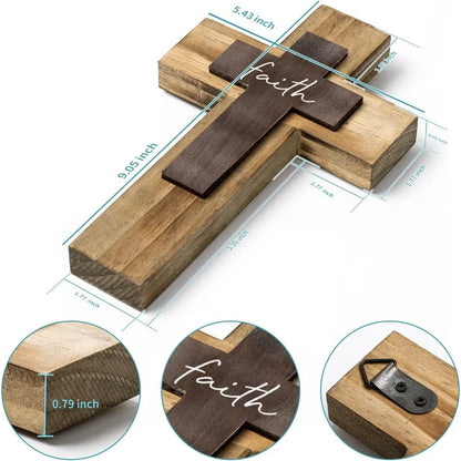 Wall Wooden Cross With Hook Handmade