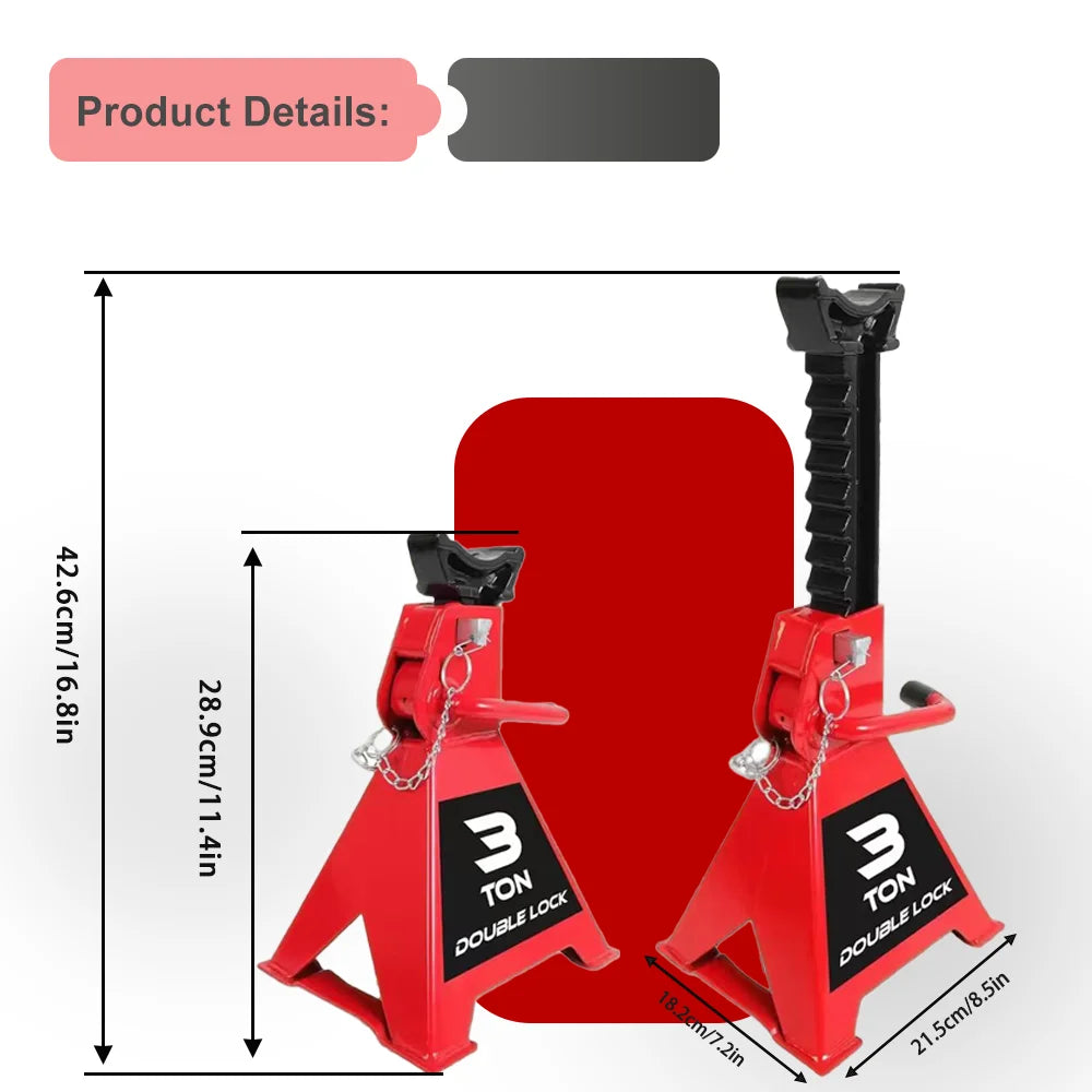 1 Pair/2Pcs Jack Stands 3 Ton with Double Locking for Lifting Car SUVS, Heavy Duty Steel, 6000 lb Capacity