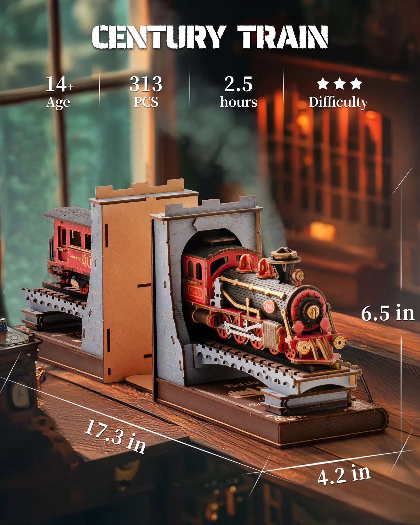 Century Train DIY Book Nook Bookshelf Home Decoration