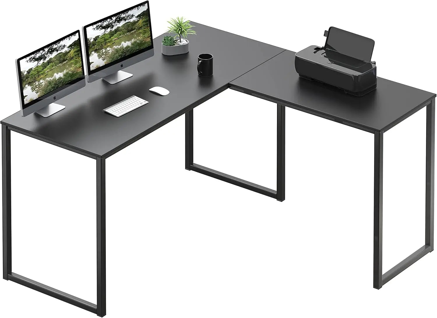 48x48 Inch L-Shape Home Office Computer Desk, Black - Space-Saving Design