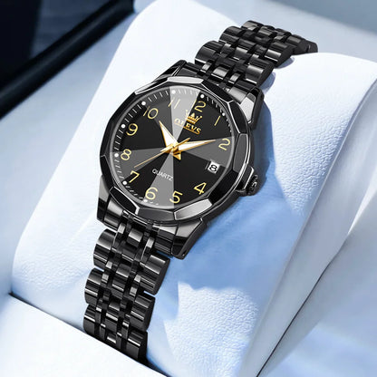 Ladies Waterproof Stainless Steel Luminous Dial and Date Quartz Watch