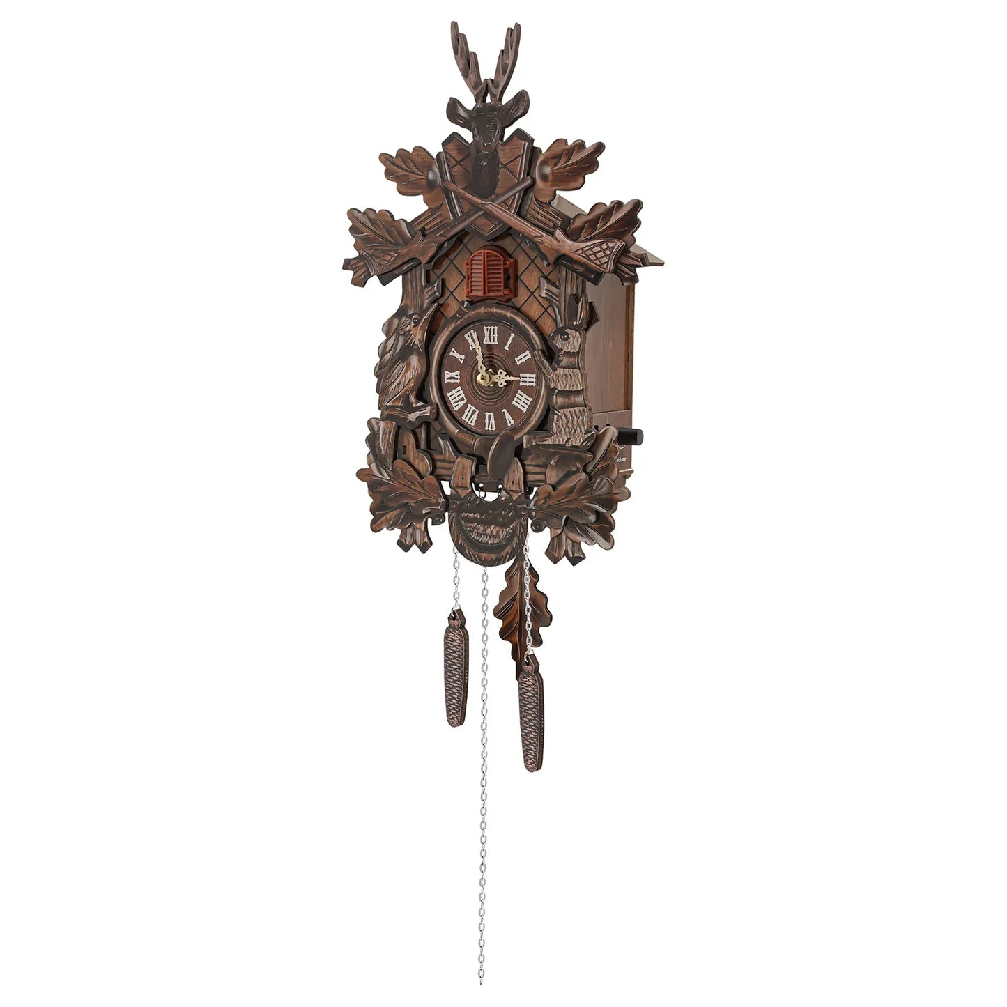 German Cuckoo Clock, Traditional Handcrafted Black Forest Wooden Wall Clock Hunter Cuckoo Clock for Living Room, Bedroom, Office