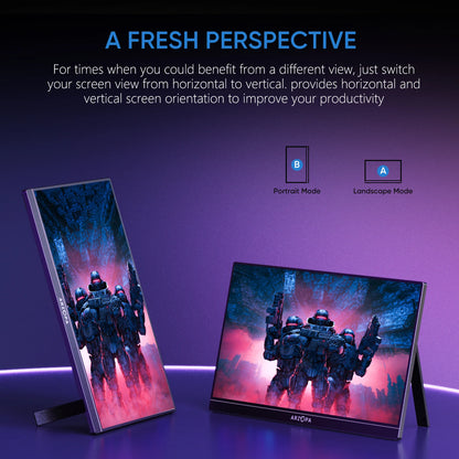 16.1 inches Portable Gaming Monitor 144hz 100%sRGB 1080P FHD IPS Screen Second Screen for Switch, Xbox, PS5, Laptop, Mac, Z1FC