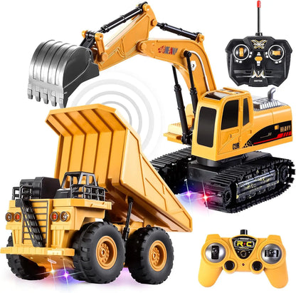 2 PCS Remote Control Construction Excavator and Dump Truck Set.