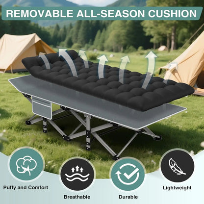 Heavy-Duty Portable Camping Cot with Mattress