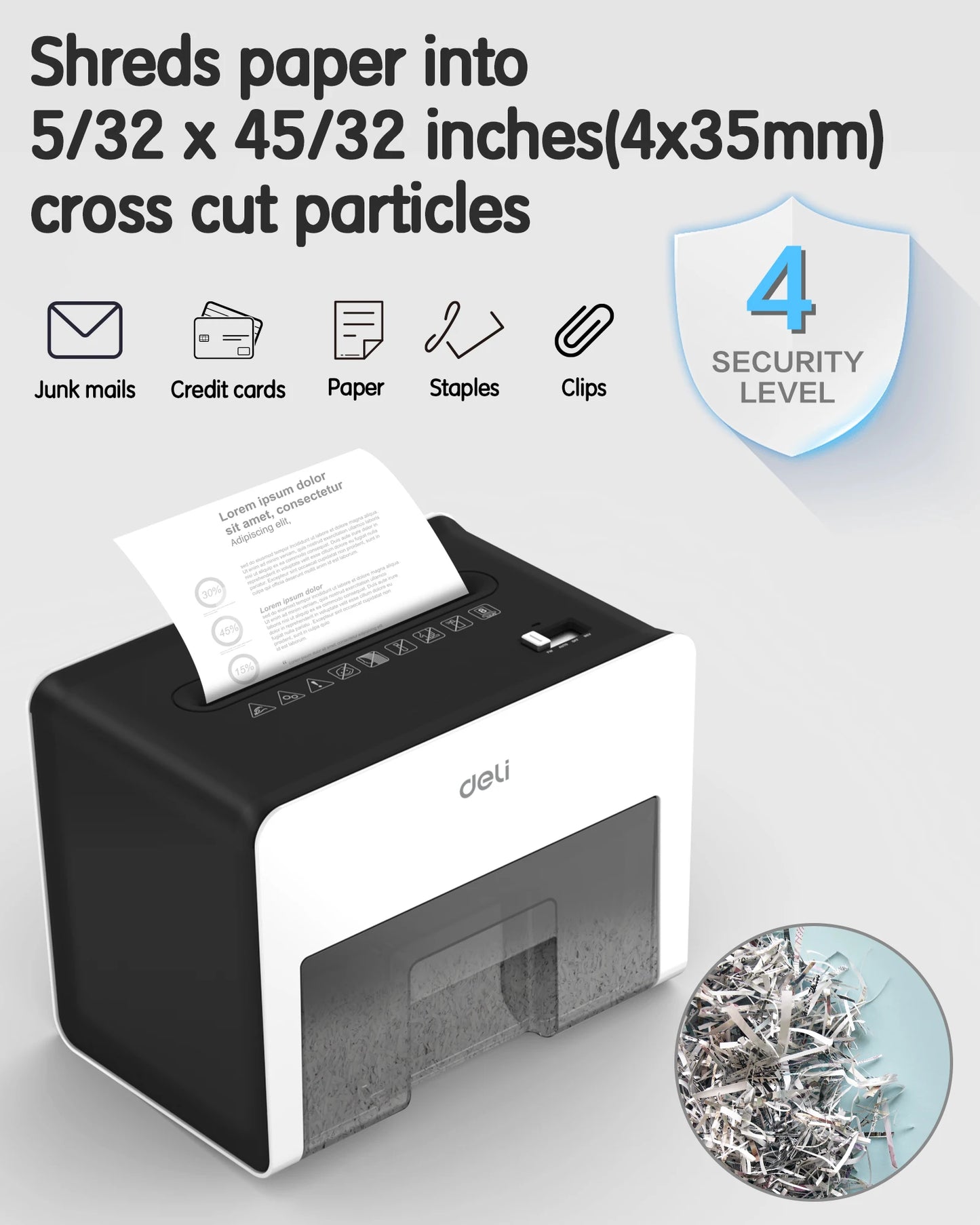 Deli 8-Sheet Mini Desktop Crosscut Paper Shredder