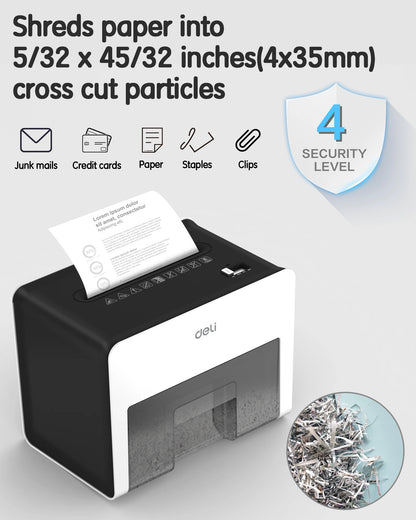 Deli 8-Sheet Mini Desktop Crosscut Paper Shredder