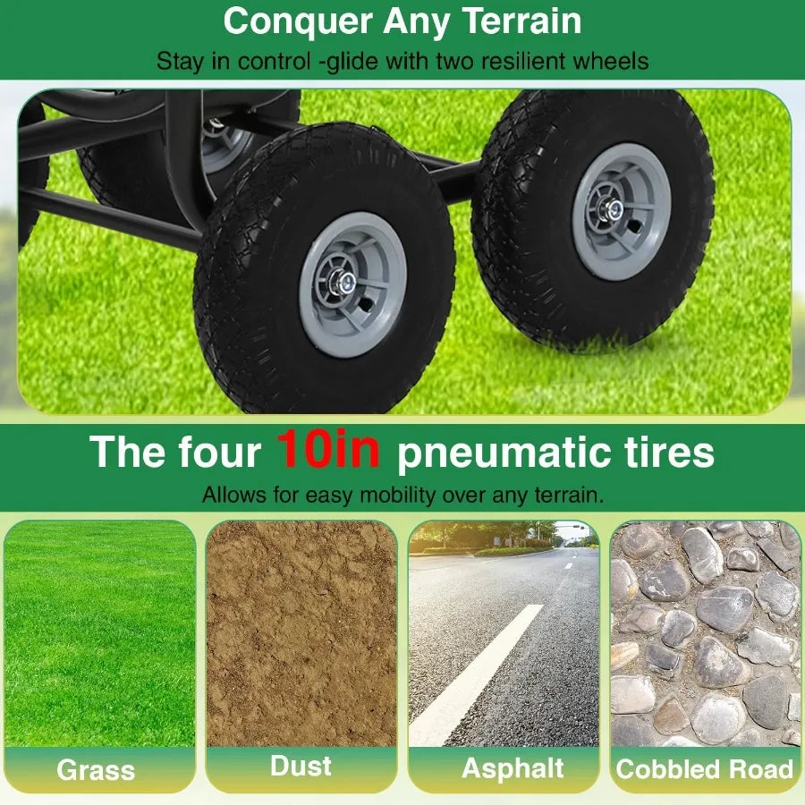 Heavy Duty Garden Hose Reel Cart with 300ft Hose Capacity
