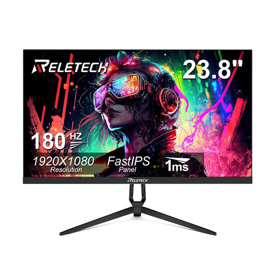 Reletech Monitor 23.8Inch 180Hz Gaming Monitor 1080P Fast IPS G-Sync/FreeSync HDR Support VESA Wall Mount Low Blue Light