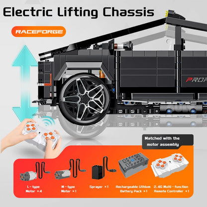 RC Cybertruck Building Blocks Car with Electric Lifting Chassis 1:14 Scale