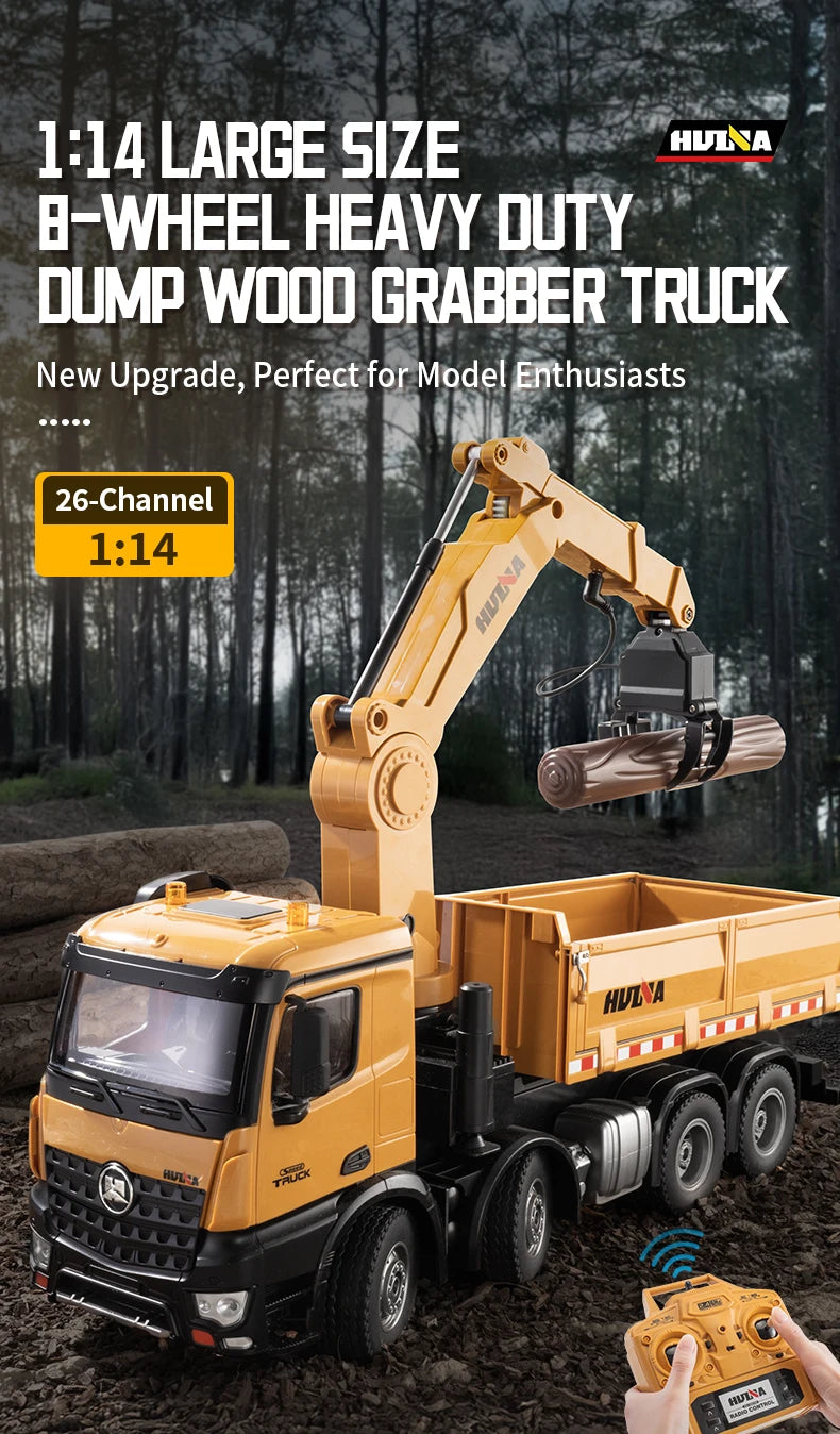Remote Control Grab Wood Dump Truck 26-Channel 1:14 Scale Construction Toy