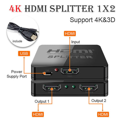 Plug & Play HDMI-Compatible Video Splitter  Switch