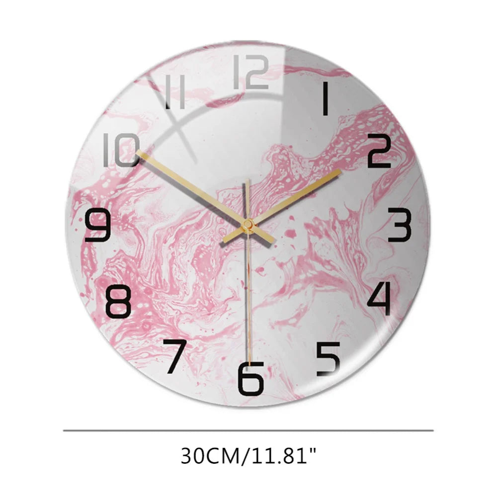 Luxury 3D Acrylic Black and Gold Marble Pattern Wall Adhesive Clock With Metal Needles Decor