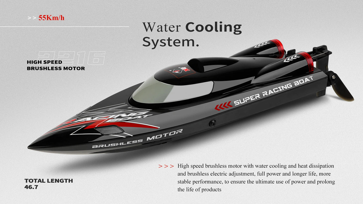 RC Boat 2.4Ghz 55KM/H Brushless High Speed Racing Ship For Adults with 2 Batteries