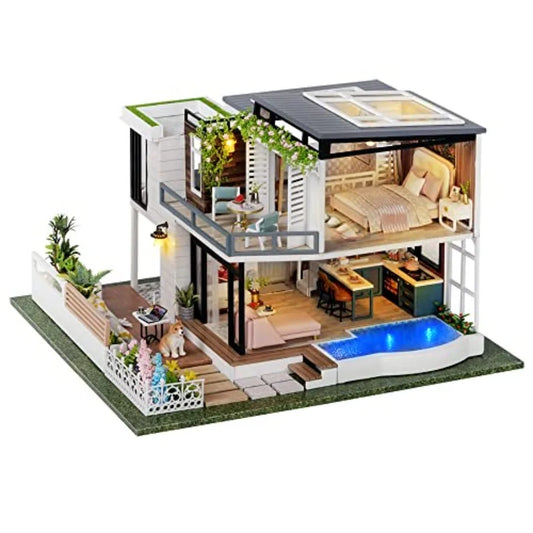 1:24 Scale Wooden Garden Villa with Furniture