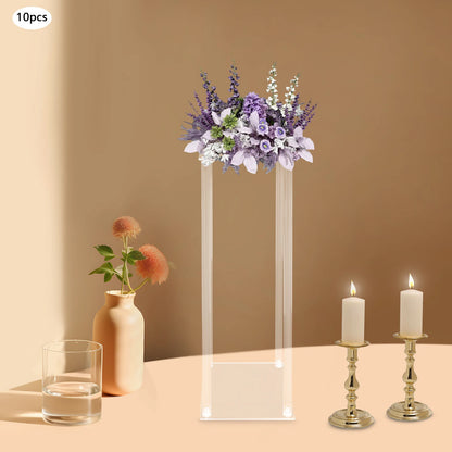 10Pcs Set Acrylic Wedding Flower Stands 60cm Height Clear Column Rack