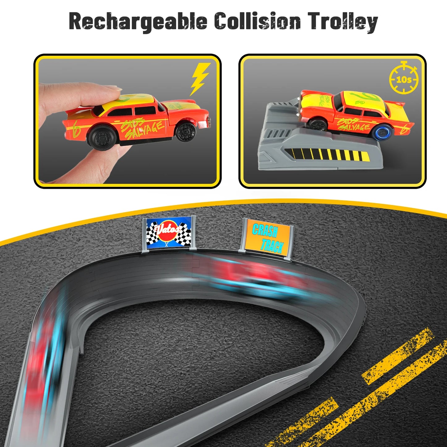 VATOS CRASH RACERS Track Speed Collision Racing Car Set