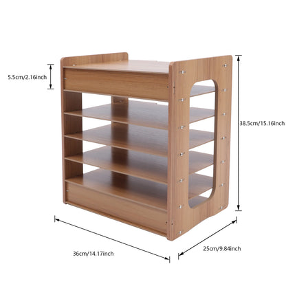 7Tier High-density Board Widen Wood Office Paper Organizer