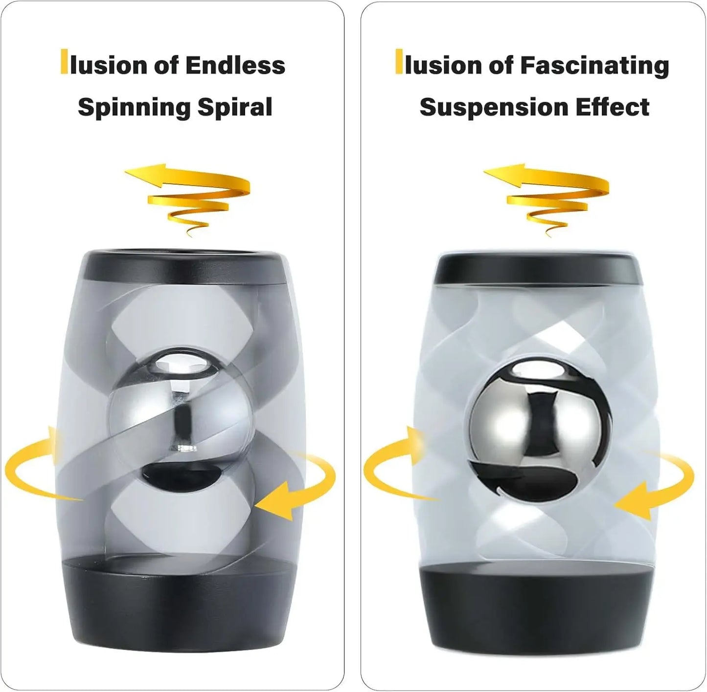 Kinetic Optical Illusion Desk Toy for Stress Relief, Cool Fidget Spinner Gift for Kids and Adults (Black)