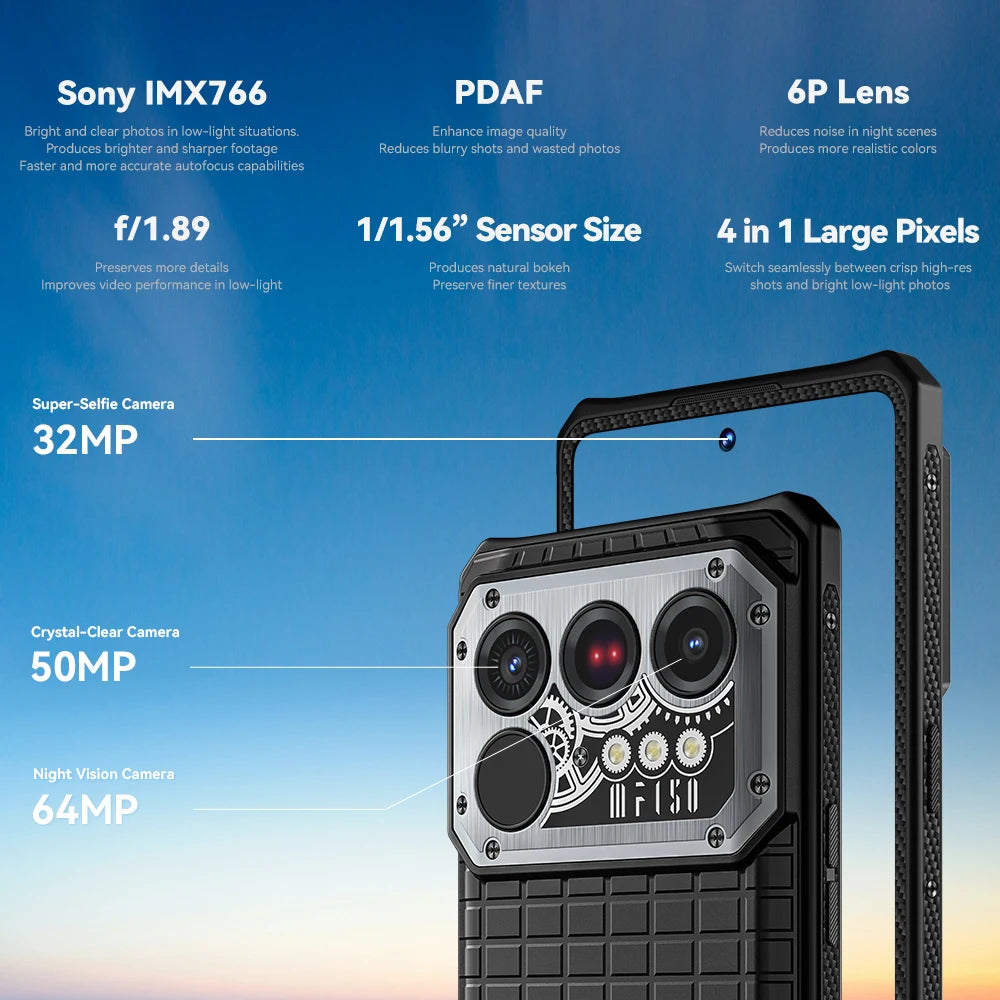 Raptor 5G Rugged Smartphone Android 14, 6.78'' 120Hz AMOLED Display 16GB+512GB 50MP 10000mAh 65W