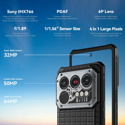 Raptor 5G Rugged Smartphone Android 14, 6.78'' 120Hz AMOLED Display 16GB+512GB 50MP 10000mAh 65W