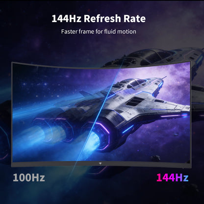 27" Curved Gaming Monitor, 1440P QHD 144Hz 120Hz Monitor 1500R HVA Panel, HDR400, Adaptive Sync, 400 nits
