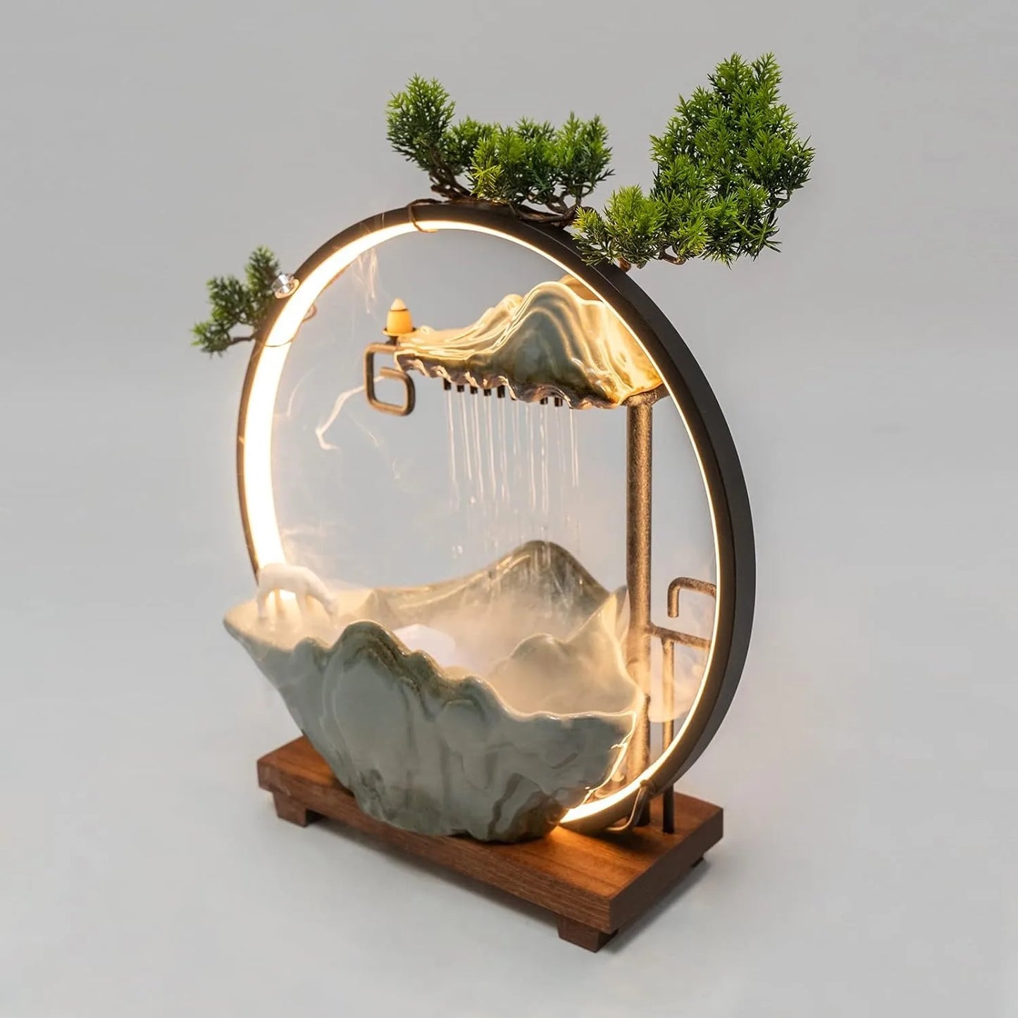 Tabletop Indoor Waterfall with Round Led Light & Mist Maker