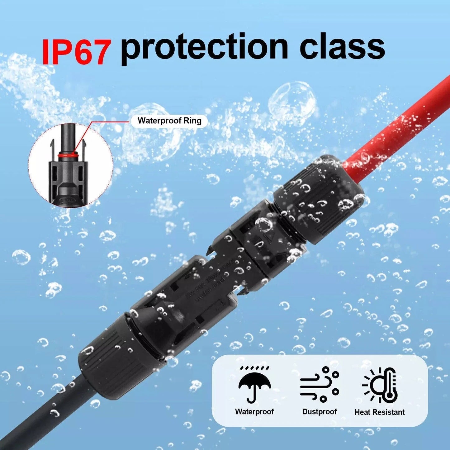 10FT/20FT 6mm 2 Silicone Solar Panel Extension Cable 10 AWG PV Flexible Waterproof Wire Connectors For Solar Panel System