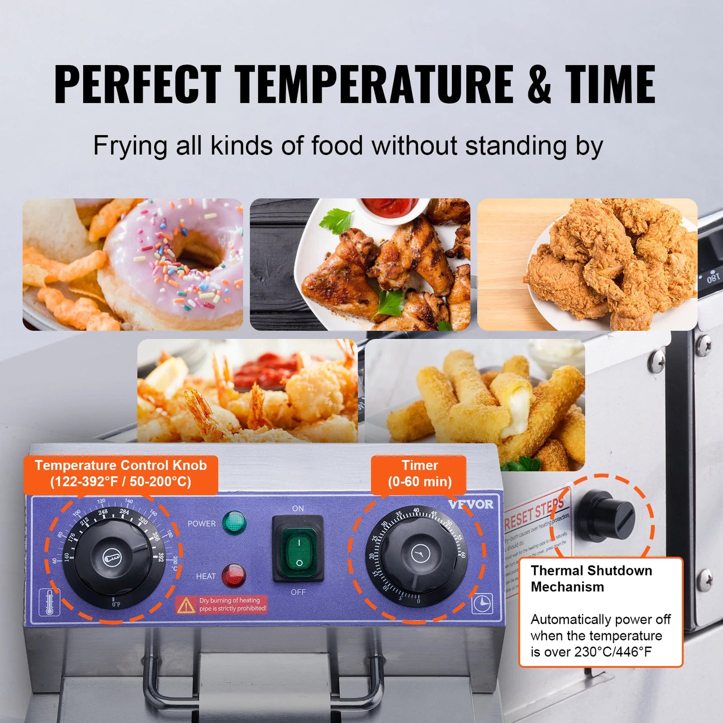 Electric Deep Fryer w/Dual Removable Tanks 12L 5000W Commercial Countertop  Fryer for Commercial Use.