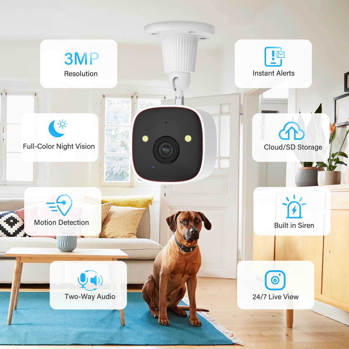 Outdoor Wireless Security Camera 3MP 1296P, With WiFi, Home Security Surveillance