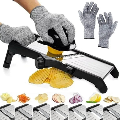 Fruit & Vegetable Tools 7 in 1 Mandolin Slicer Adjustable Stainless Steel Vegetable and Fruit Cutter Kitchen Chopper Slicing