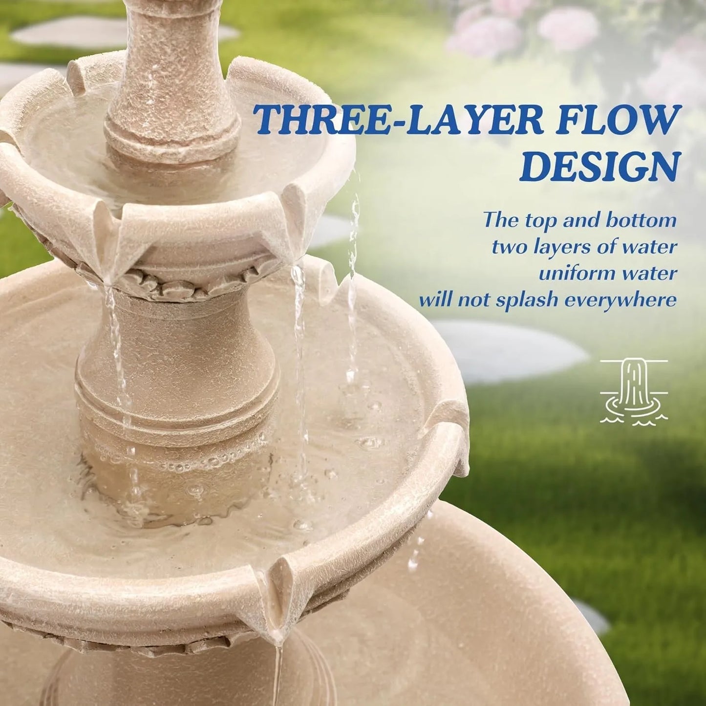 Outdoor Water Fountain 48.4''H for Garden Décor
