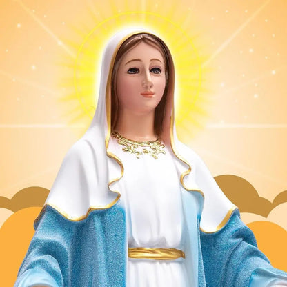 19 inch Resin Virgin Mary Statuette, Catholic Mother Mary Figurine for Religious Decor & Home