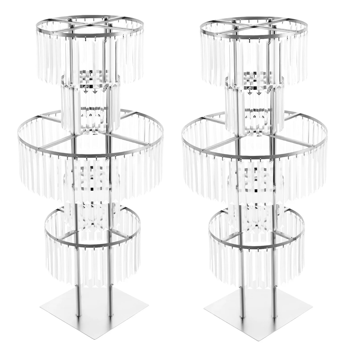 Gold/Silver 5 Tier Wedding Centerpiece 110cm Acrylic Crystal Flower Vase Rack for Floor Table Decor Display Holder,