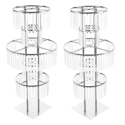 Gold/Silver 5 Tier Wedding Centerpiece 110cm Acrylic Crystal Flower Vase Rack for Floor Table Decor Display Holder,