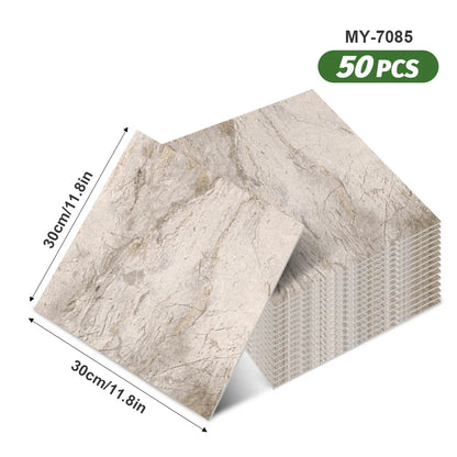 50pcs SXP Floor and Wall Tiles Peel and Stick 11.81x11.81in Self-Adhesive Applies to any Indoor Surface
